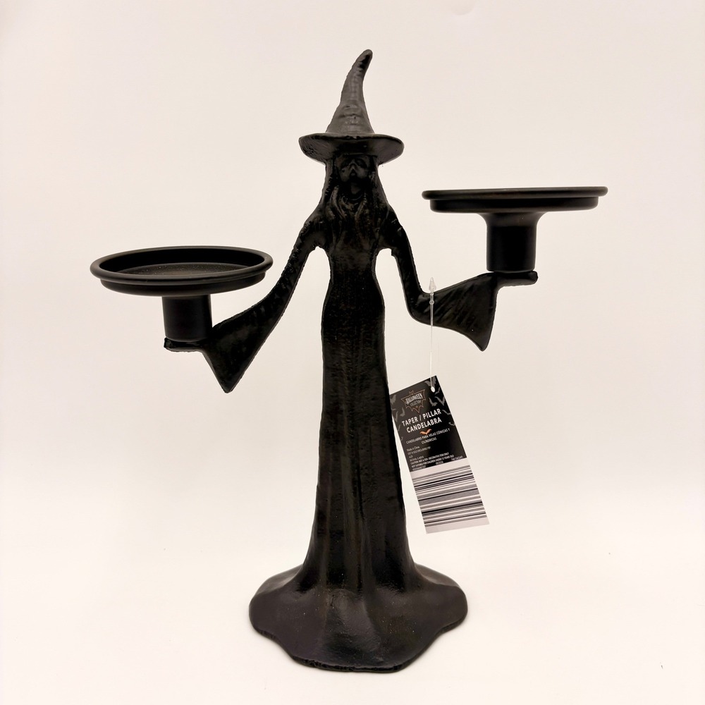 The Halloween Collection Witch Taper Pillar Candelabra Matte Black Aldi